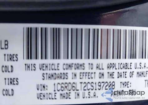 2012 Ram 1500 Slt z USA, uszkodzony, nr VIN 1C6RD6LT2CS197208